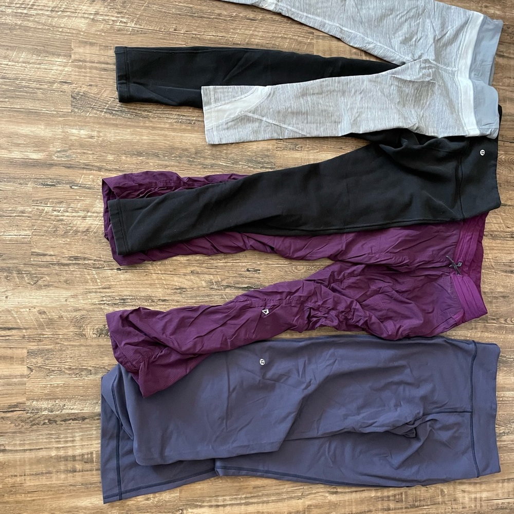 Lulu lemon and ivivva Leggings in Black, Gray, Purple, and Blue